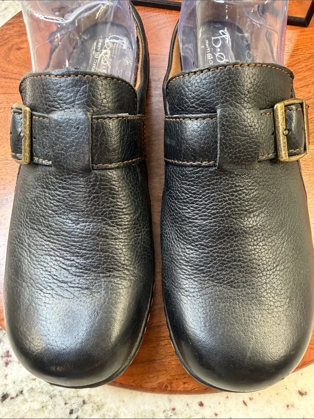 Boc Born  Black Leather Buckle Clog